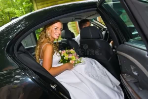 Bride ready to start a new life journey using Elite Chauffeur's wedding chauffeur service