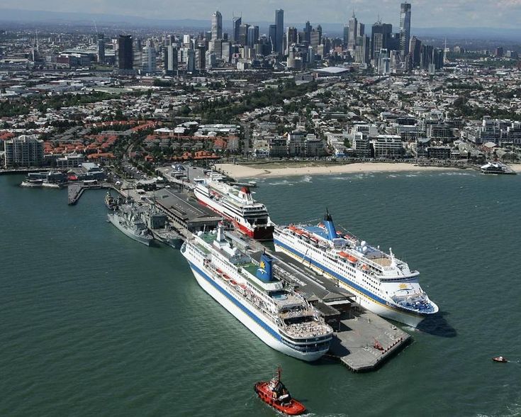 Carnival cruise ship docked at Station Pier in Melbourne, Australia
