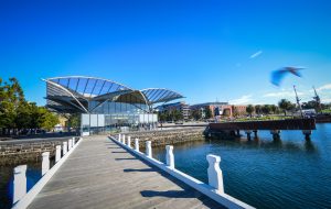 Elite Chauffeur luxury transfer at Geelong waterfront with heritage buildings
